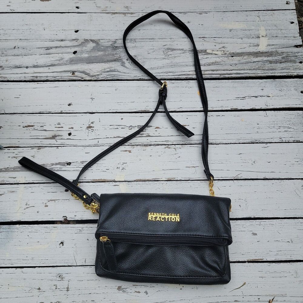 Kenneth Cole Reaction Black Faux Leather Wristlet